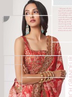 Red Organza Digital Print Saree